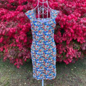 vtg vintage dress 90s mini dress floral off the shoulder 1990s One Step Up